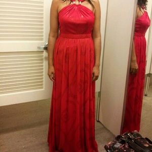 Betsy & Adam Red full-length Evening Gown